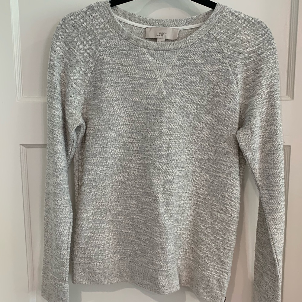 LOFT/Ann Taylor S White/silver textured top